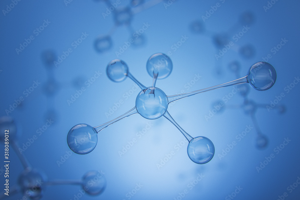 Creative molecular structure on blue background. Creative molecular structure on blue background.