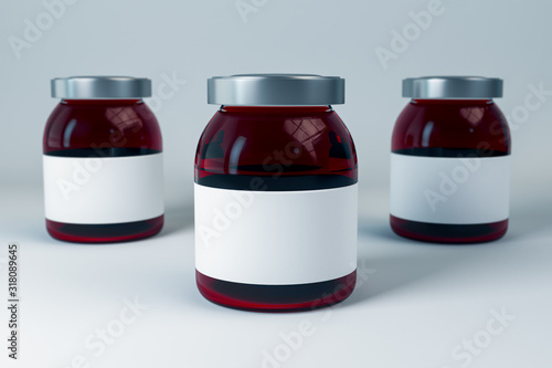 Blank label three brown jars