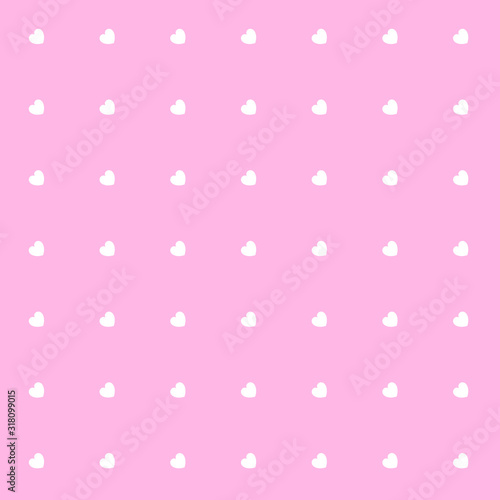 Romantic Pink Seamless Polka Hearts Vector Pattern Background for Valentine Day or Mother's Day. Poster, Flier, Invitation, Wrapping Paper, Greeting Card or Banner.