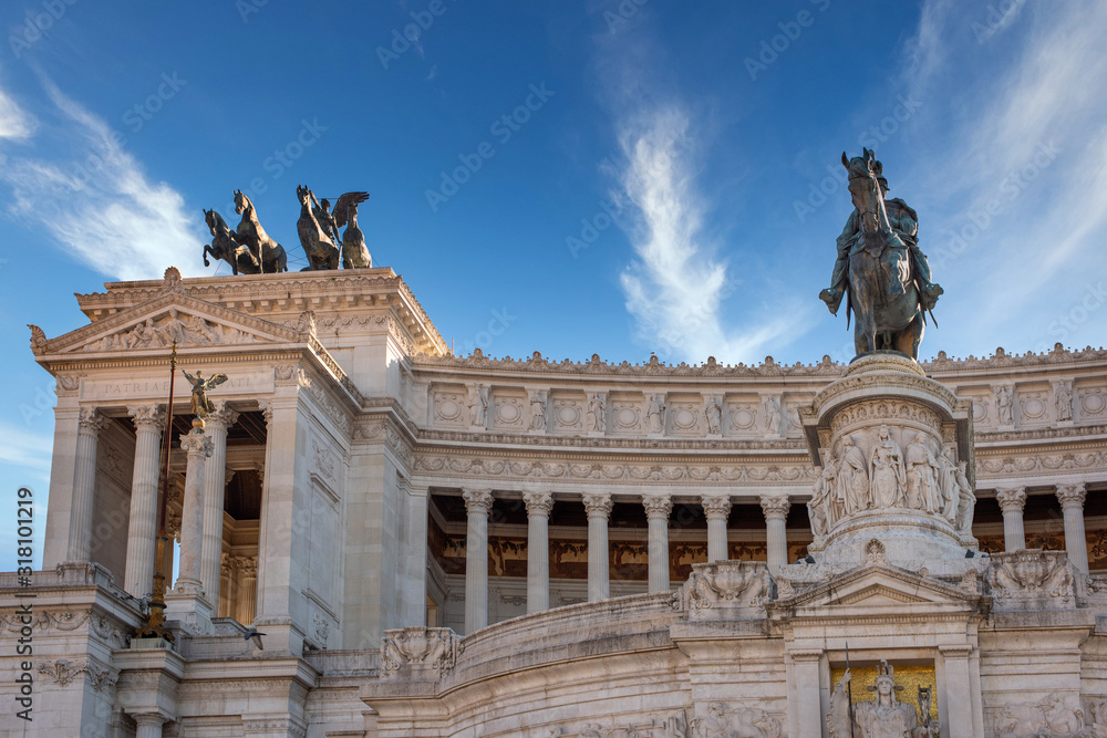 Rome, Italy - November 11, 2018: Piazza Venezia, view from Vittorio Emanuele II Monument, Rome