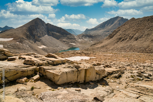 Rocky ridges in the mountain backcountry of the Sierra Nevada in California photo