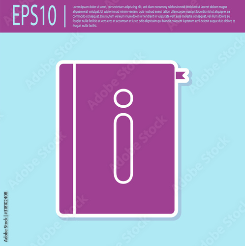 Retro purple User manual icon isolated on turquoise background. User guide book. Instruction sign. Read before use. Vector Illustration