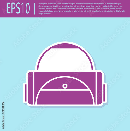 Retro purple Sport bag icon isolated on turquoise background. Vector Illustration