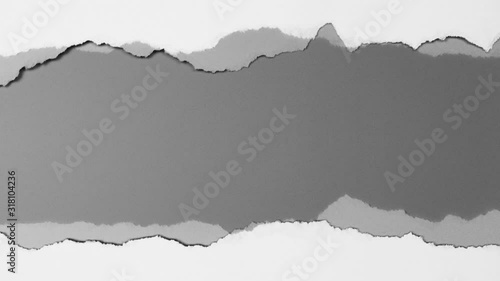 Stop motion animated white torn paper on gray background. collection paper rip