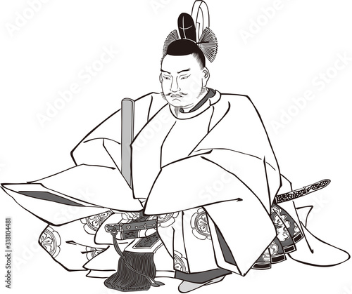 浮世絵　貴族　その4　白黒