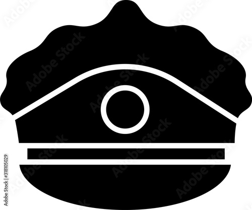 Black Police cap with cockade icon isolated on white background. Police hat sign. Vector Illustration