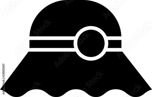 Black Elegant women hat icon isolated on white background. Vector Illustration