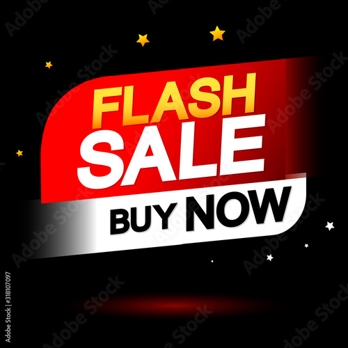 Flash Sale banner design template, discount tag, vector illustration