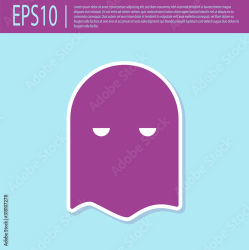 Retro purple Executioner mask icon isolated on turquoise background. Hangman, torturer, executor, tormentor, butcher, headsman icon. Vector Illustration