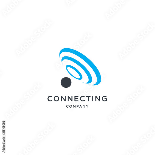 wifi sound signal connection, sound radio wave logo symbol. vector illustration isolated on white background