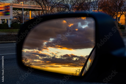 Side car mirror sunset