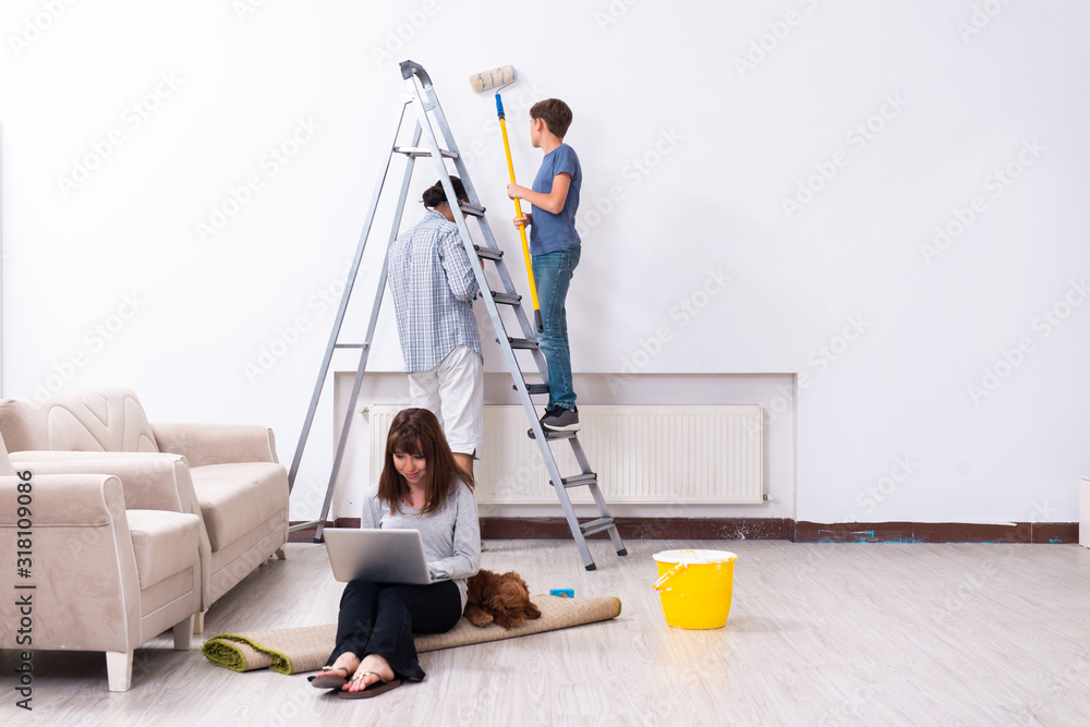 Young family doing home renovation Young family doing home renovation
