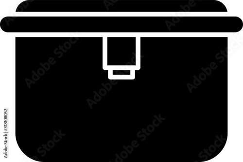 Black Lunch box icon isolated on white background. Vector Illustration