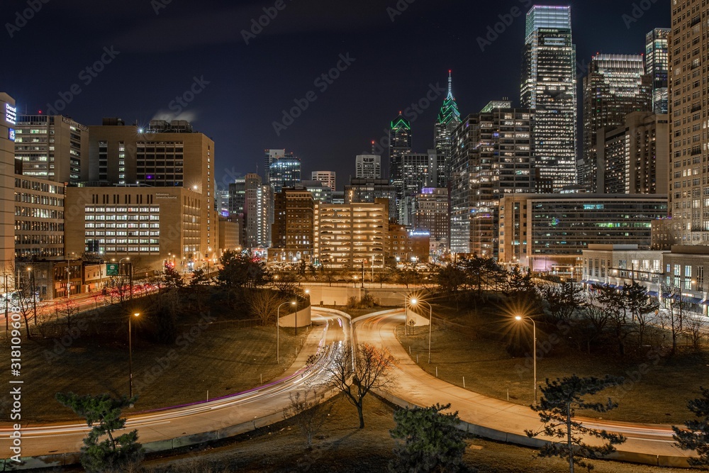 Fototapeta premium Philadelphia skyline at night