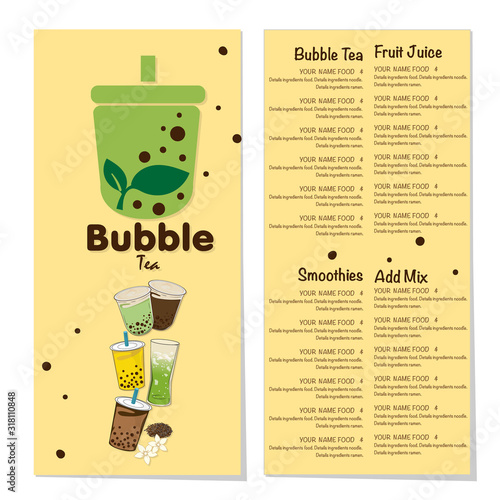 bubble tea menu graphic template
