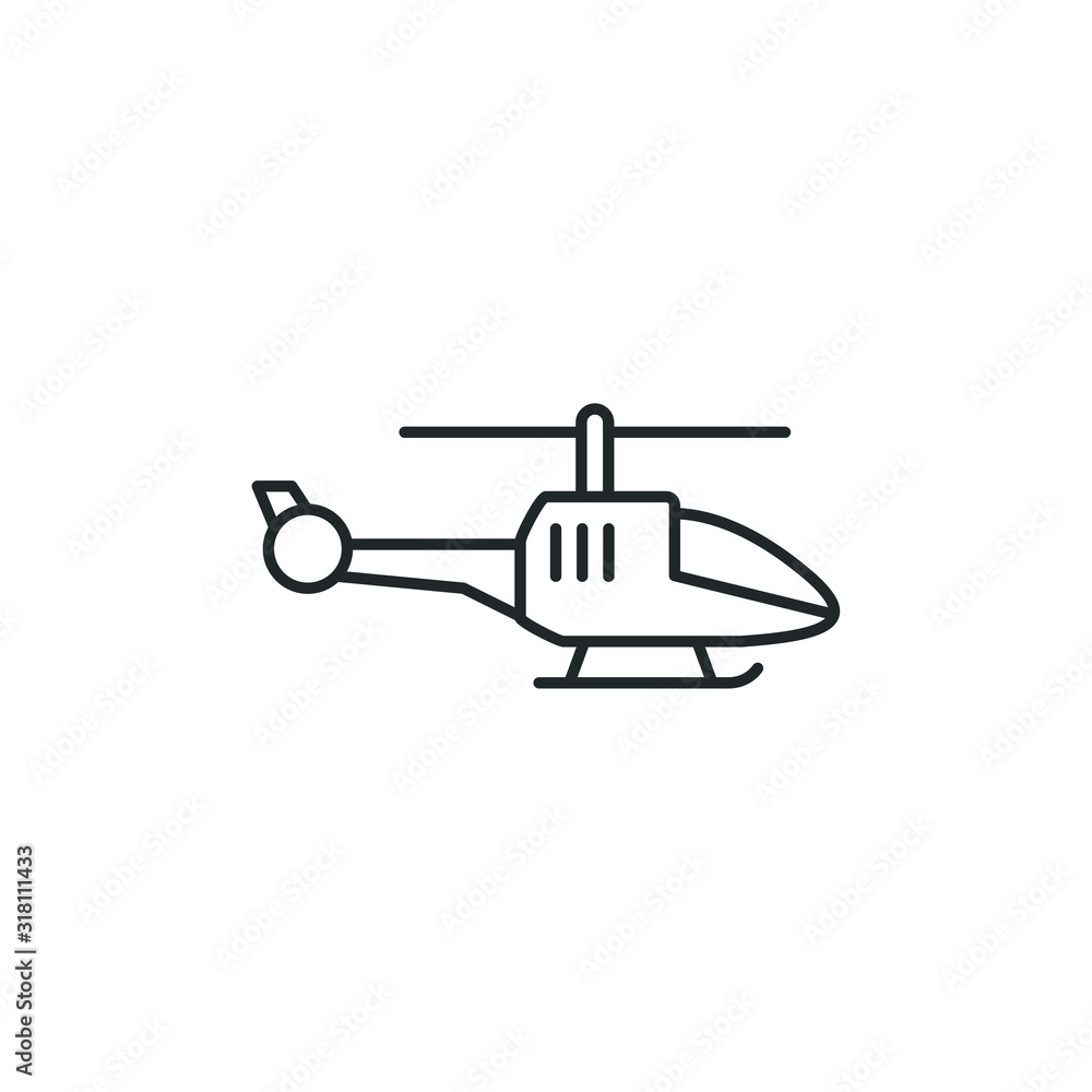 Helicopter icon template color editable. Helicopter symbol vector sign isolated on white background illustration for graphic and web design.