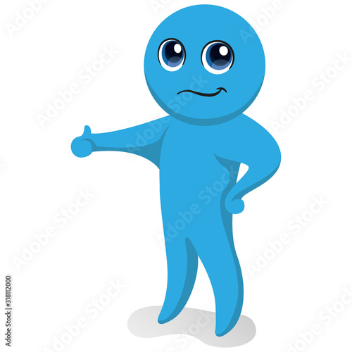 Blue color mascot illustration  with jewel pose  ok  correct. Ideal for catalogs  newsletters and institutional material