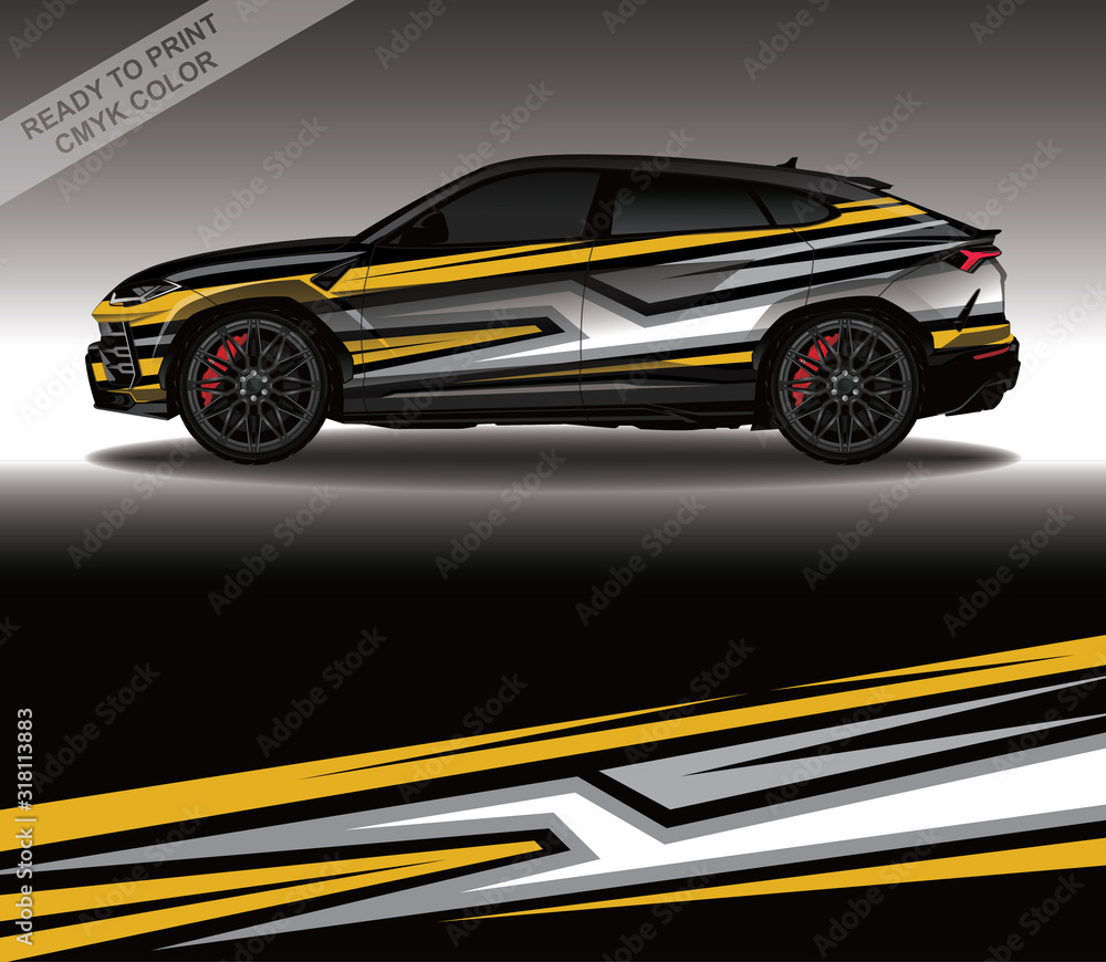 Car wrap decal design vector, custom livery race rally car vehicle sticker and tinting.