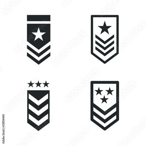 military rank icon template color editable. Ranking symbol vector sign isolated on white background illustration for graphic and web design.