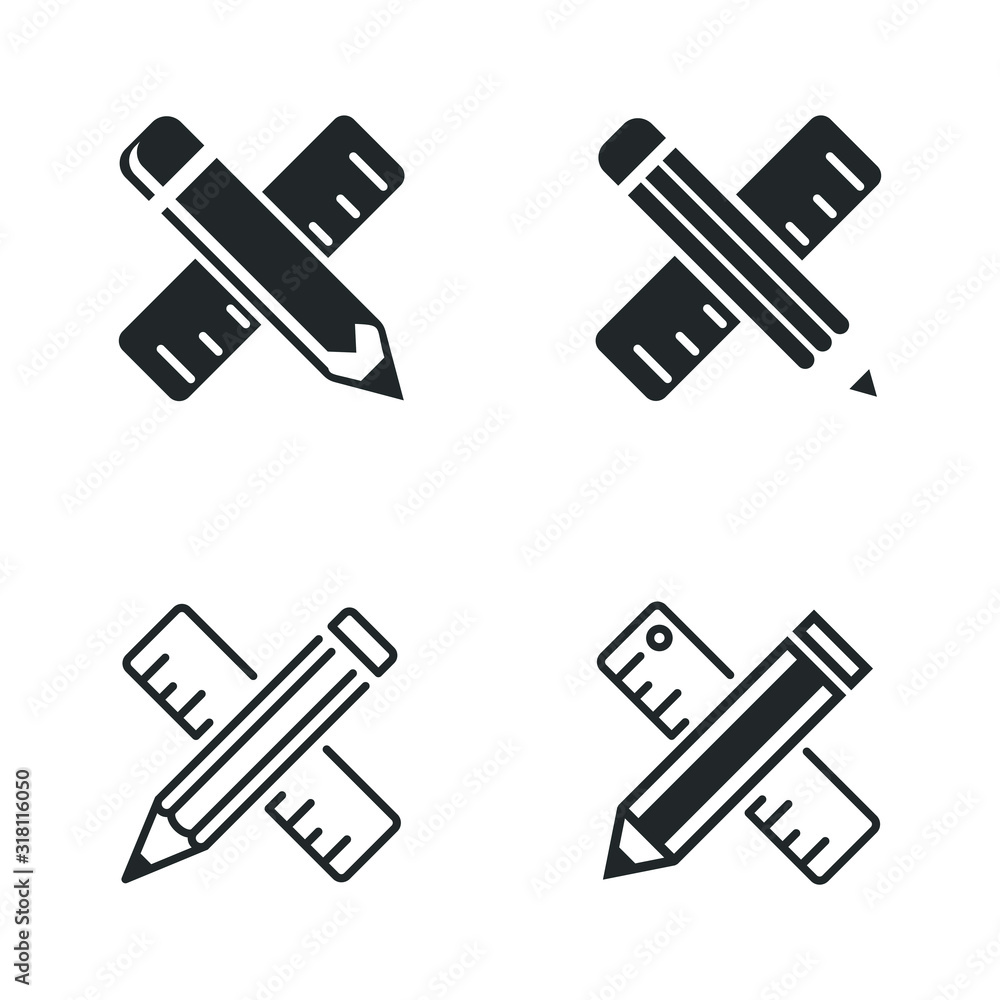 Pencil and ruler icon template color editable. Pencil and ruler symbol vector sign isolated on white background illustration for graphic and web design. Pencil and ruler icon template color editable. Pencil and ruler symbol vector sign isolated on white background illustration for graphic and web design.
