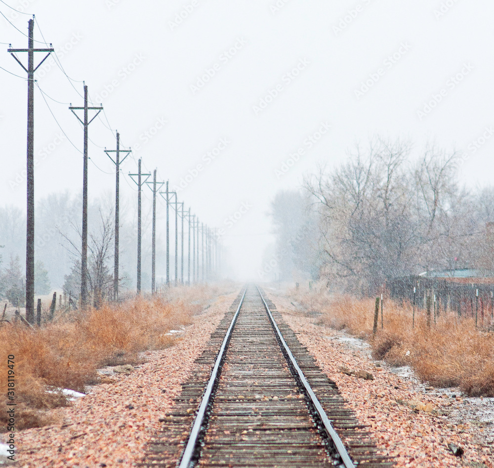 Snow Falling on a Colorado Railroad Track Snow Falling on a Colorado Railroad Track
