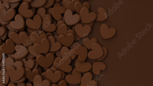 大量のハート型チョコレートの背景画像