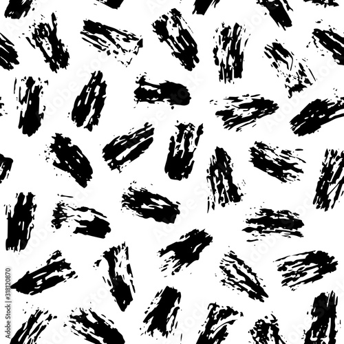 Abstract hand drawn brush strokes and paint splashes textures, seamless pattern © Jiaart