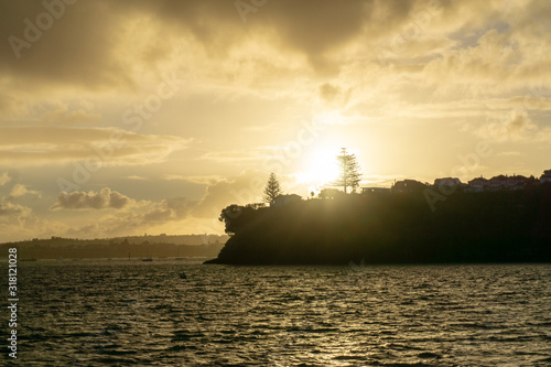 Beautiful sunset on Stanley Bay in Auckland