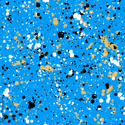 Abstract hand drawn brush strokes and paint splashes textures, seamless pattern