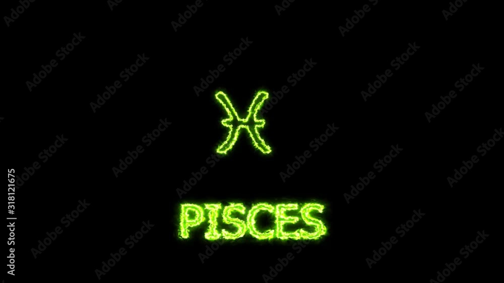pisces text saber effect and zodiac symbol is slowing appear pisces text saber effect and zodiac symbol is slowing appear