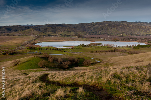 Lagoon Valley Park lake overview from a hill, Vacaville, CA, USA