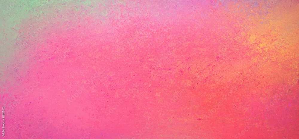 Fototapeta premium Colorful background in hot pink and yellow gold green borders with grunge texture in abstract background design