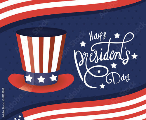 happy presidents day poster with usa tophat