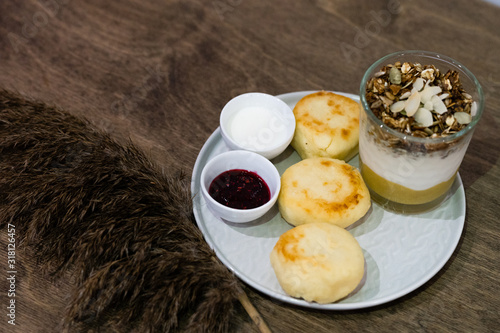 breakfast with eggs and coffee