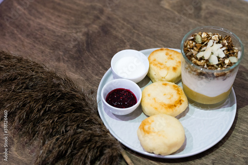 breakfast with eggs and coffee