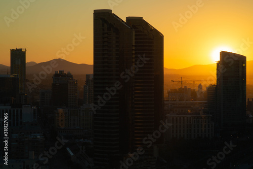 downtown San Diego California buildings in the golden sun