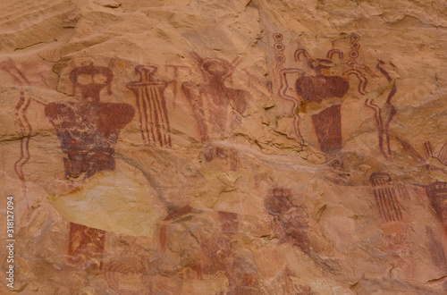 mysterious ancient native American pictograph rock art panel