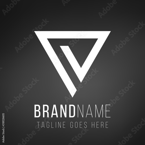 Geometric triangle logo design. business icon of company identity symbol concept. Stock Vector illustration isolated on black background.