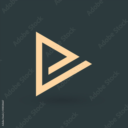 Geometric triangle logo design. business icon of company identity symbol concept. Stock Vector illustration isolated on green background.