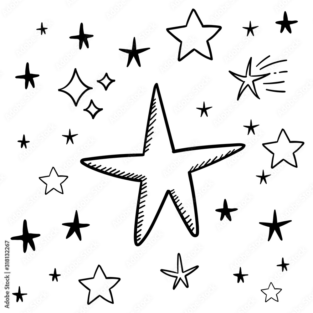 Star doodle collection. Cute hand drawn stars set. Star doodle collection. Cute hand drawn stars set.
