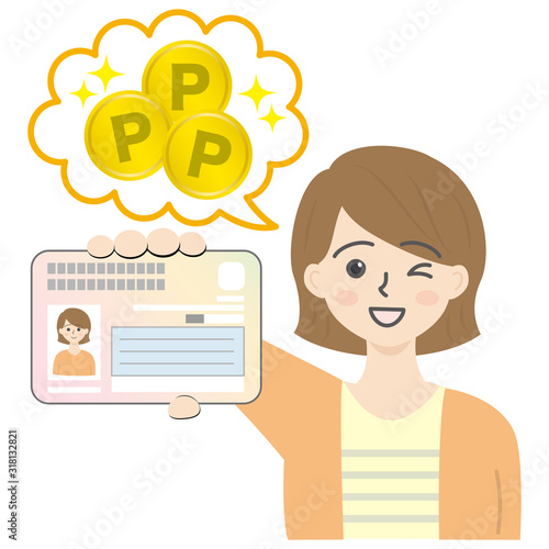 マイナンバーカードを持っている若い女性（ポイント）2