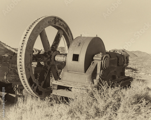 Old Steam Engine photo rendered in an antique look