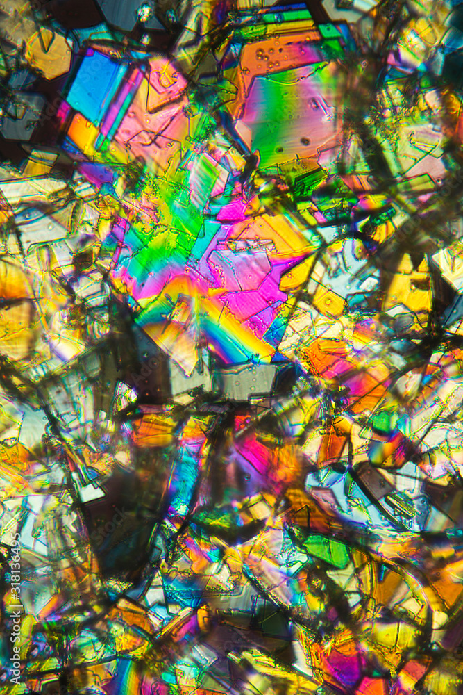 Fototapeta premium Colorful abstract micrograph of phenylalanine, an amino acid.