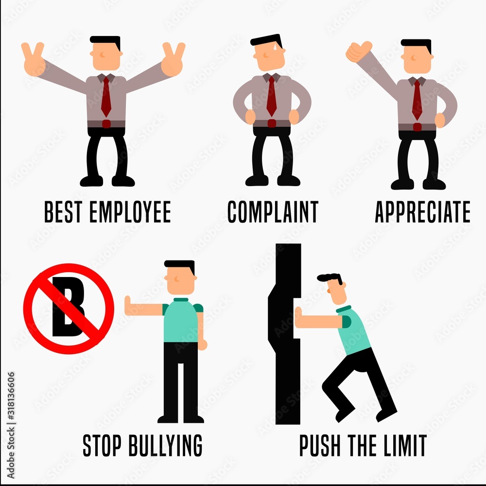 Vector illustration of employee in five different poses with flat design style Vector illustration of employee in five different poses with flat design style