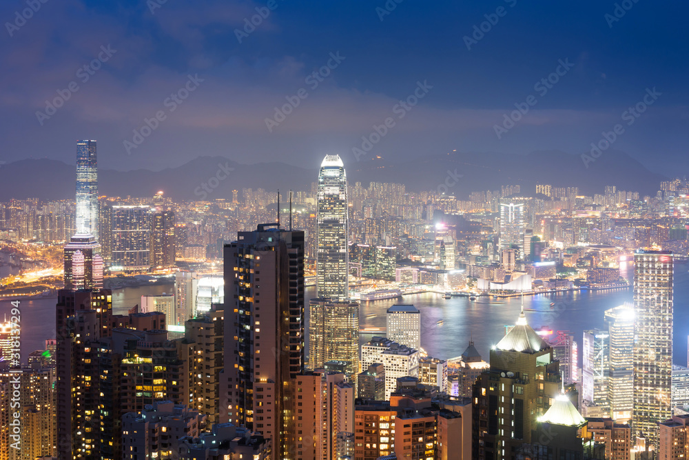 Hong Kong Island, Victoria Harbour at night Hong Kong Island, Victoria Harbour at night