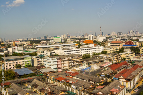 Beautiful scenery in the bird eye view center city of Bangkok the capital city of Thailand 