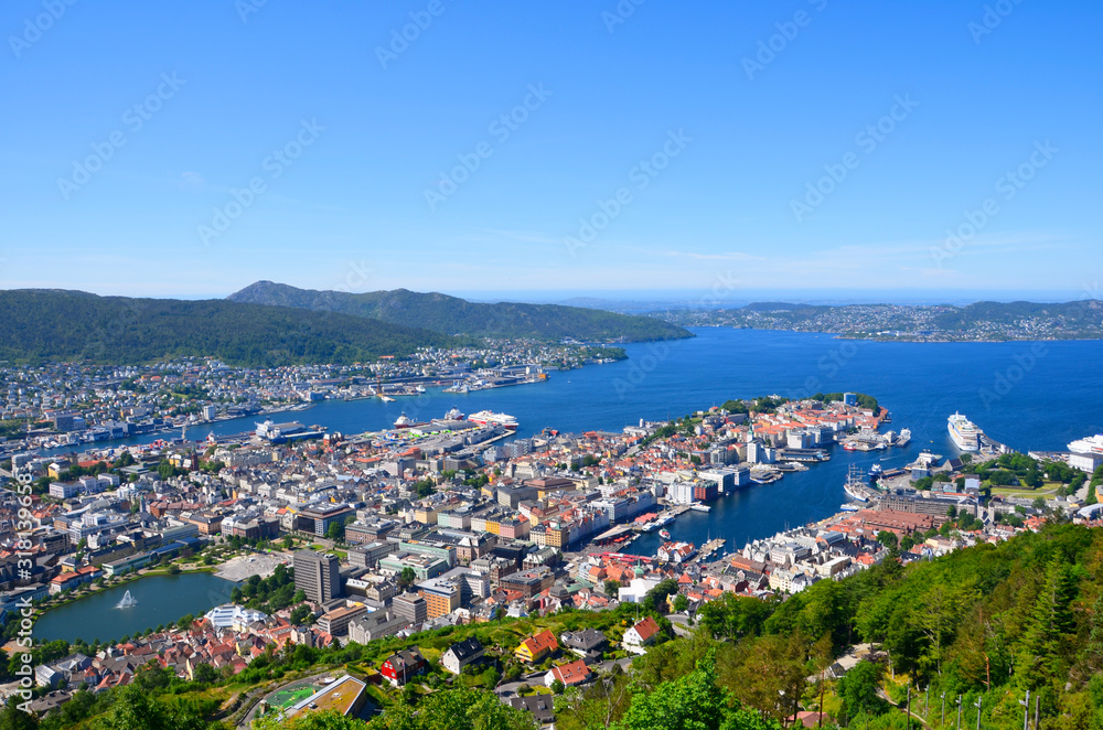 Cityscape of Bergen(Norway),view from Floyen