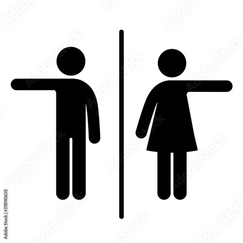 WC sign Icon indicate direction Vector Illustration on the white background. Vector man & woman icons. Toilet symbol