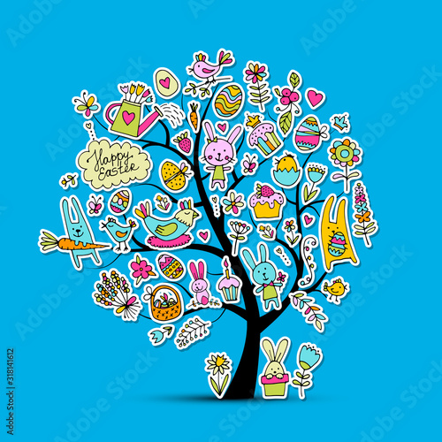 Easter holiday tree, sketch for your design