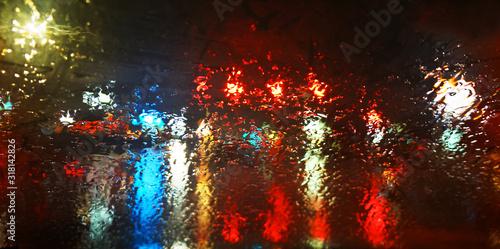 street night view in rain through car window © nd700